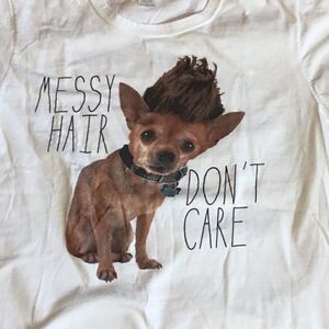 MESSY HAIR tee in juniors large 100% cotton